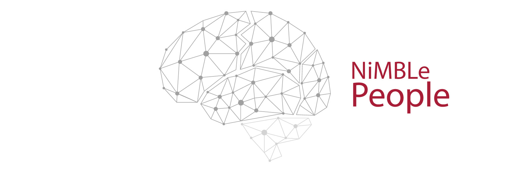 A network of grey and interconnected dots form a brain beside the words NiMBLe People